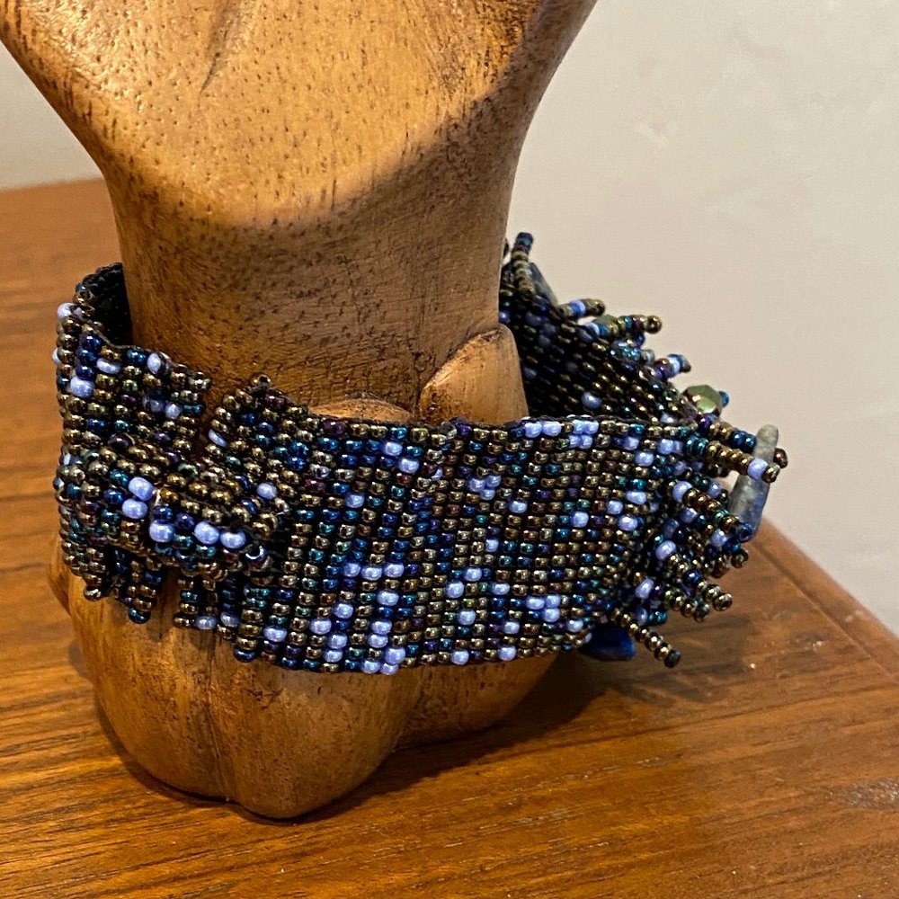 LAPIS STONES & BEAD CUFF - Picture 2 of 2